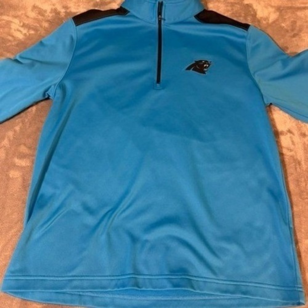 Carolina Panthers Pullover Mens L Blue NFL Football 1/4 Zip NFL Team Apparel EUC - Picture 2 of 8